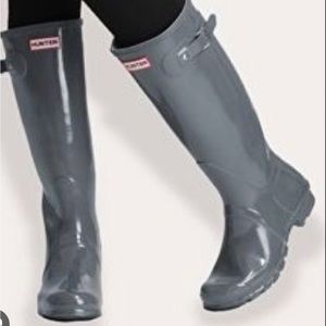 Gray Hunter Boots Glossy